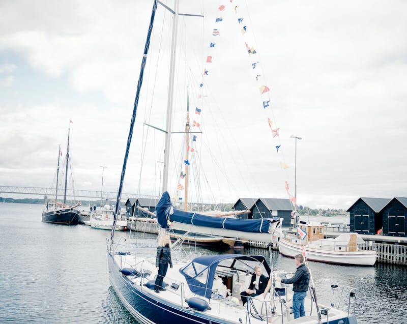 a boat leaving the port